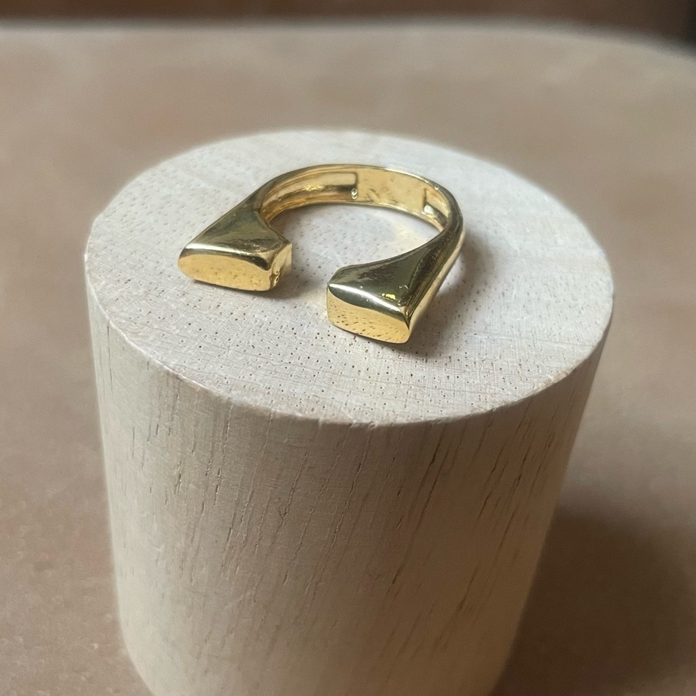 Gold plated Brass bar ring adjustable fashion - Picture 1 of 6